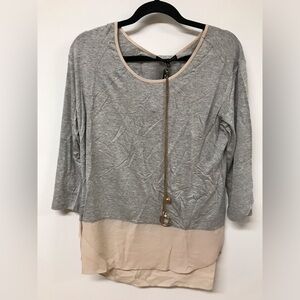 Women's 3/4 Sleeve Round NeckLong Top T Shirt Clothing Blouse Dress Top Grey
